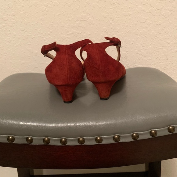 Suede Cranberry Kitten Wedges - Picture 5 of 8